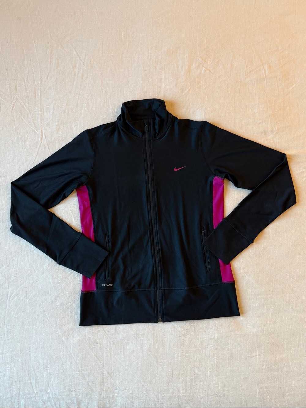 Nike Dri-Fit Athletic Zip Jacket in Black with Pink Panels